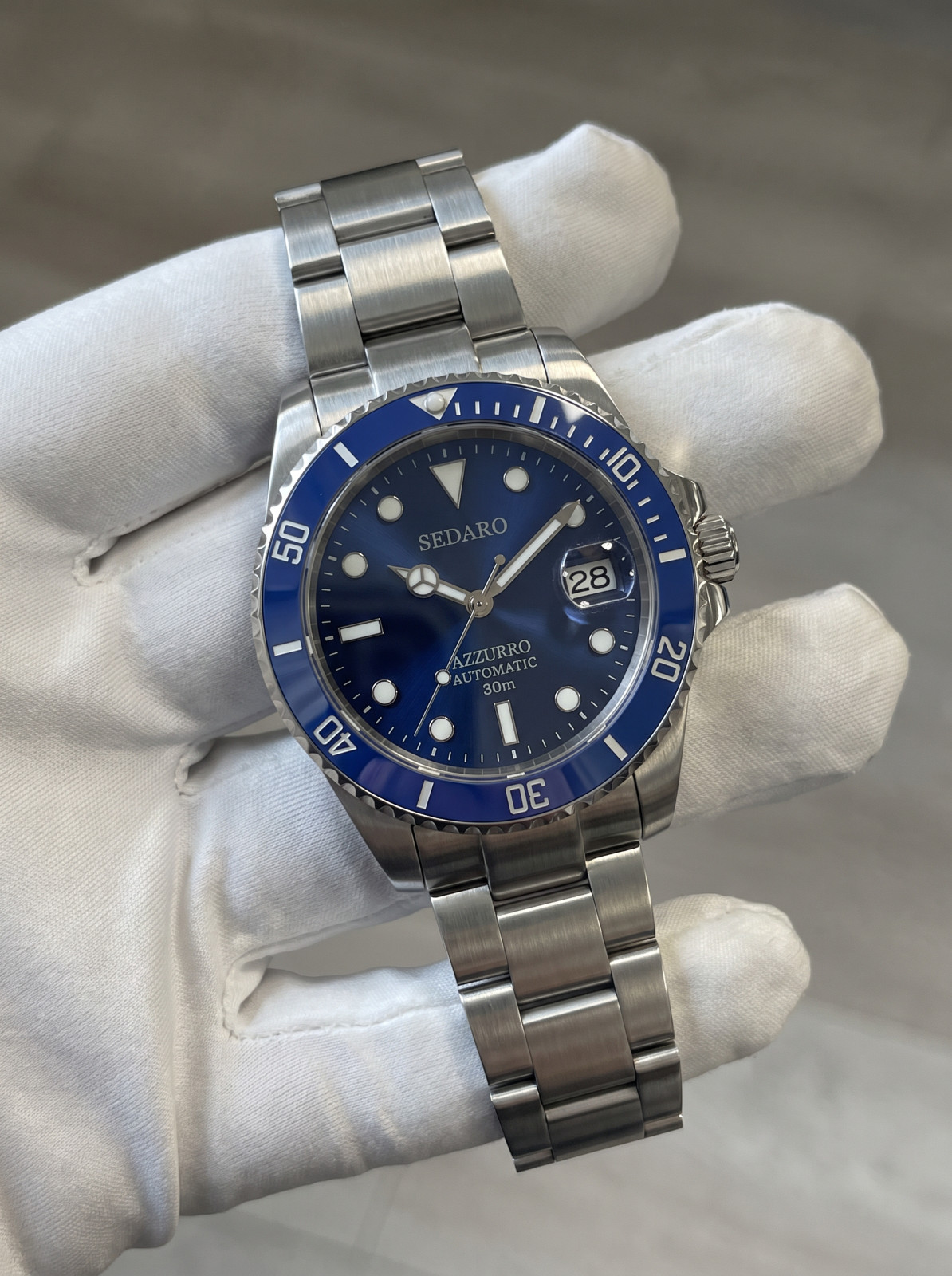 SEDARO Diver Watch NH35 Automatic Blue Dial Sapphire Crystal Steel 41mm