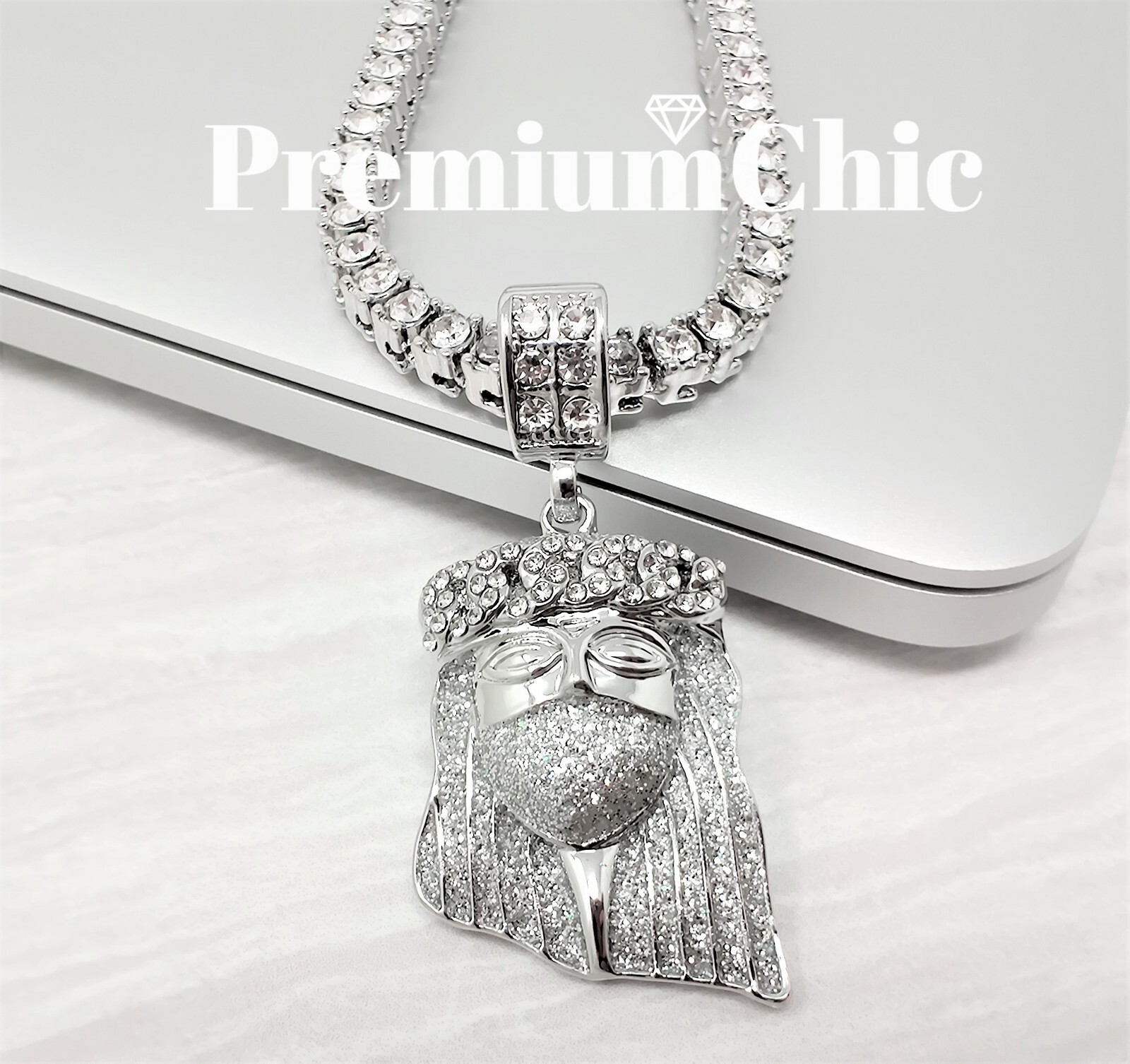 Jesus Cross ANKH Last Supper Pendant Tennis Chain Necklace Men Plated CZ Jewelry