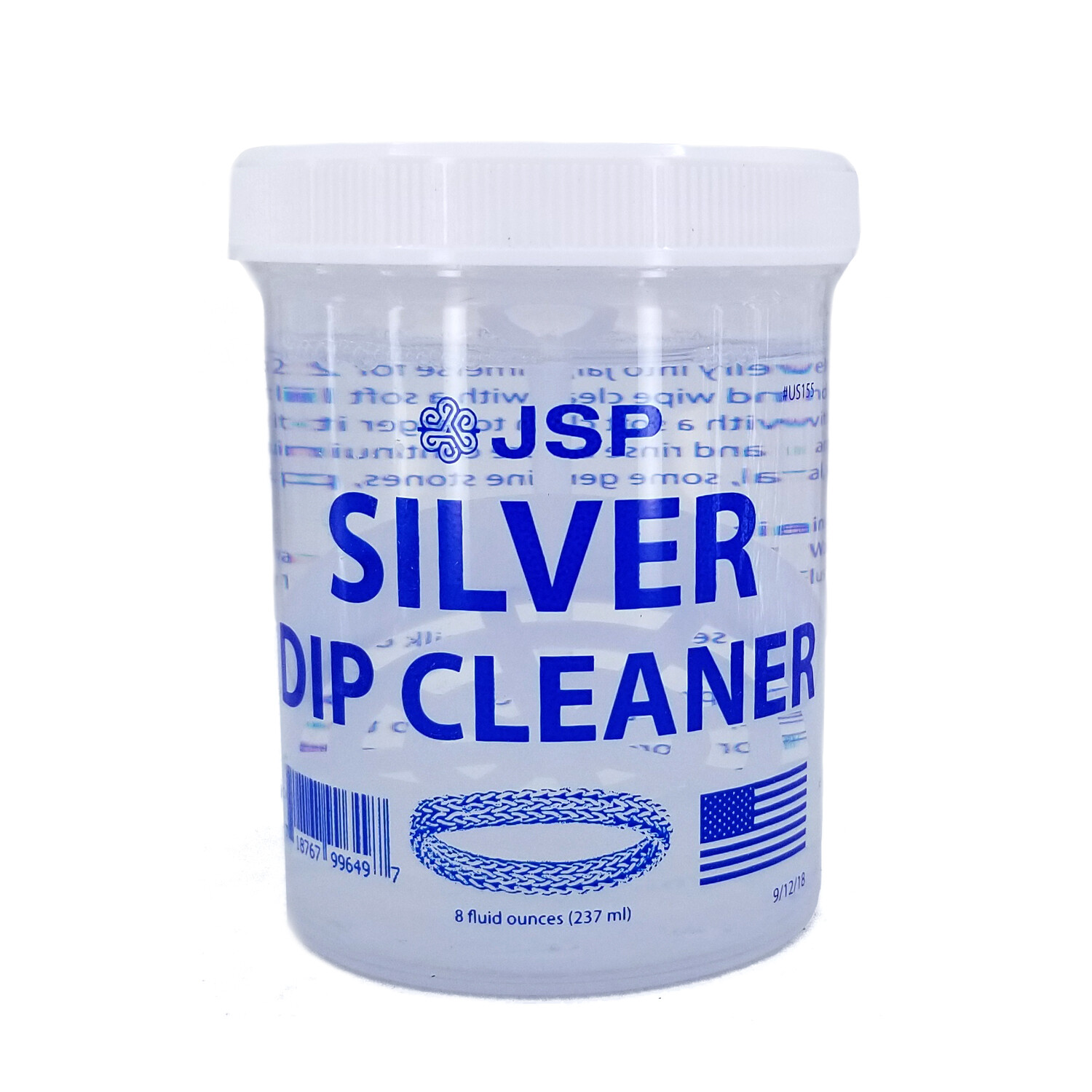 Sterling Silver Dip Cleaner Tarnish Remover 925 Jewelry Cleaning 8oz w/ Cloth