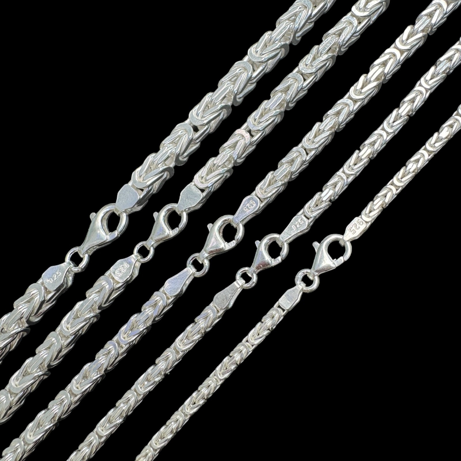 Real Solid 925 Sterling Silver Byzantine Rope Chain Mens Necklace 2.5-6mm 18-30″