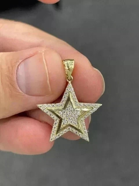 Women’s 1.60Ct Lab Grown Round Cut Diamond Star Pendant 14K Yellow Gold Plated