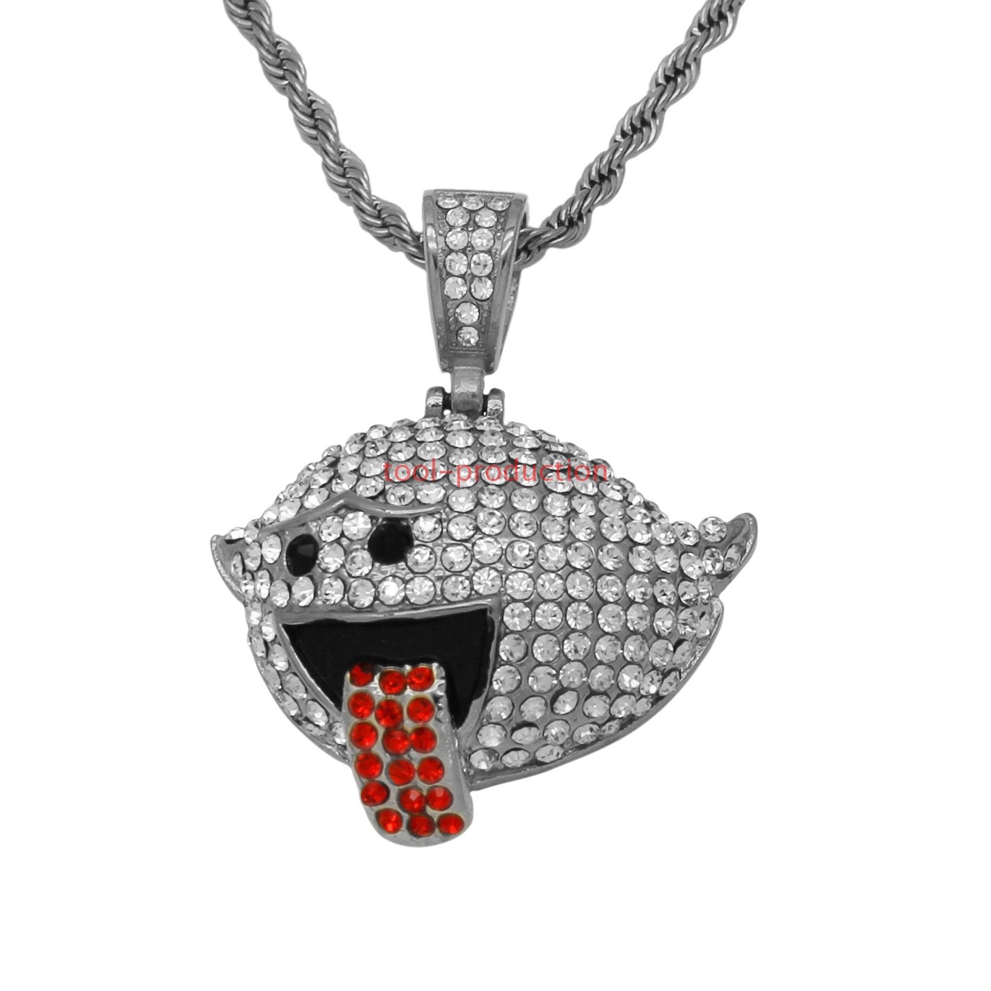 Handmade Sparkling Red Tongue Ghost Zircon Pendant with Free Chain A+++++