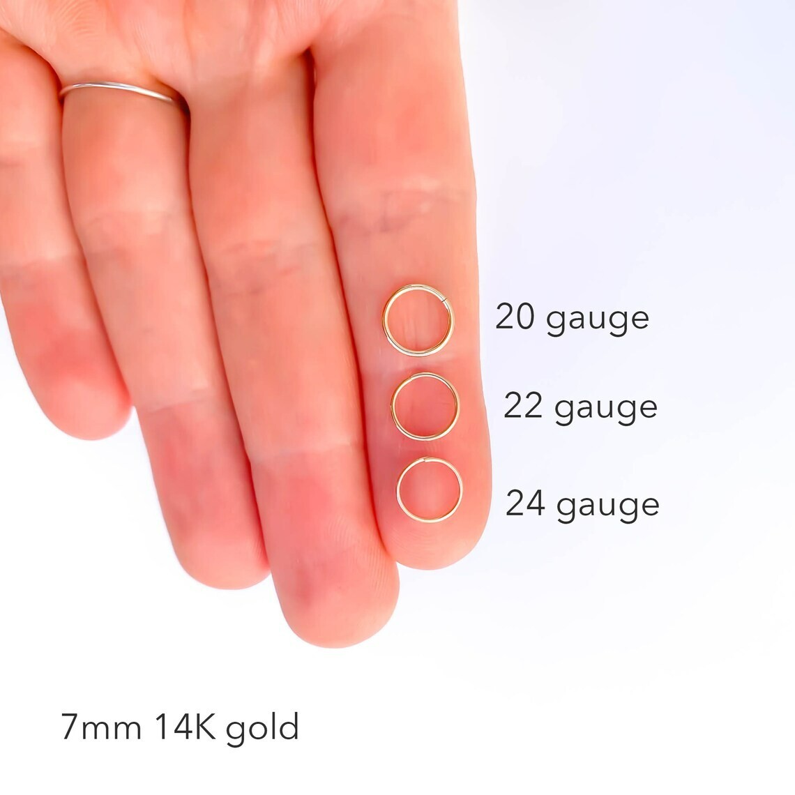 Solid 10K Gold Cartilage Hoop, Tiny Gold Cartilage Earring, Dainty Helix Hoop