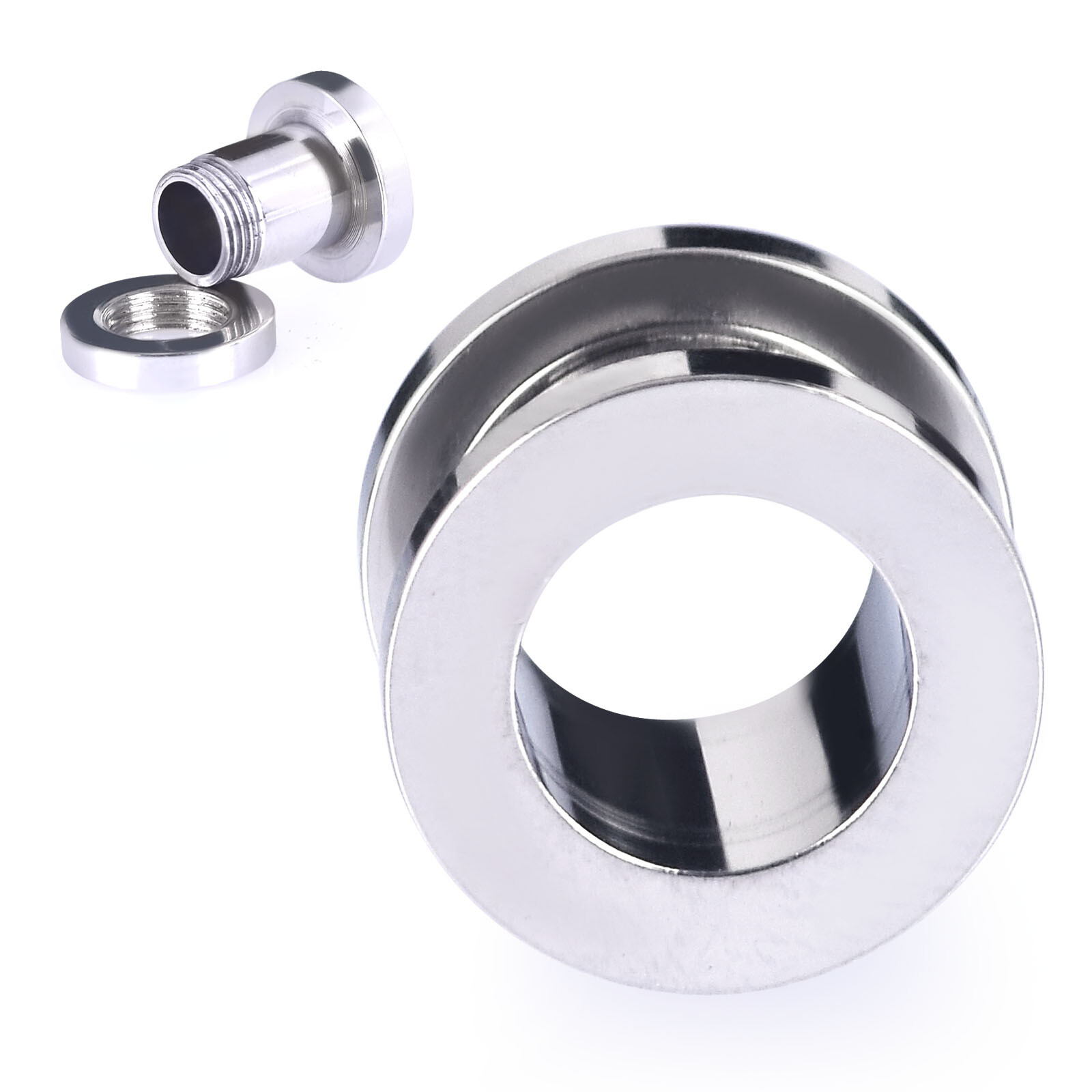 2PCS Stainless Steel Ear Tunnels Screw Ear Gauges Double Flare Ear Plugs 2G-3/4″