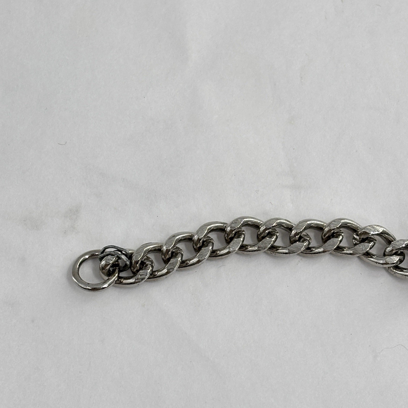 Vtg ID Bracelet Silver Tone Chain Blank Stacking