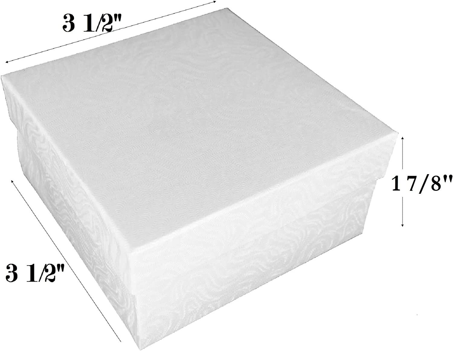 White Swirl Eggshell Finish Cotton Filled Jewelry Boxes