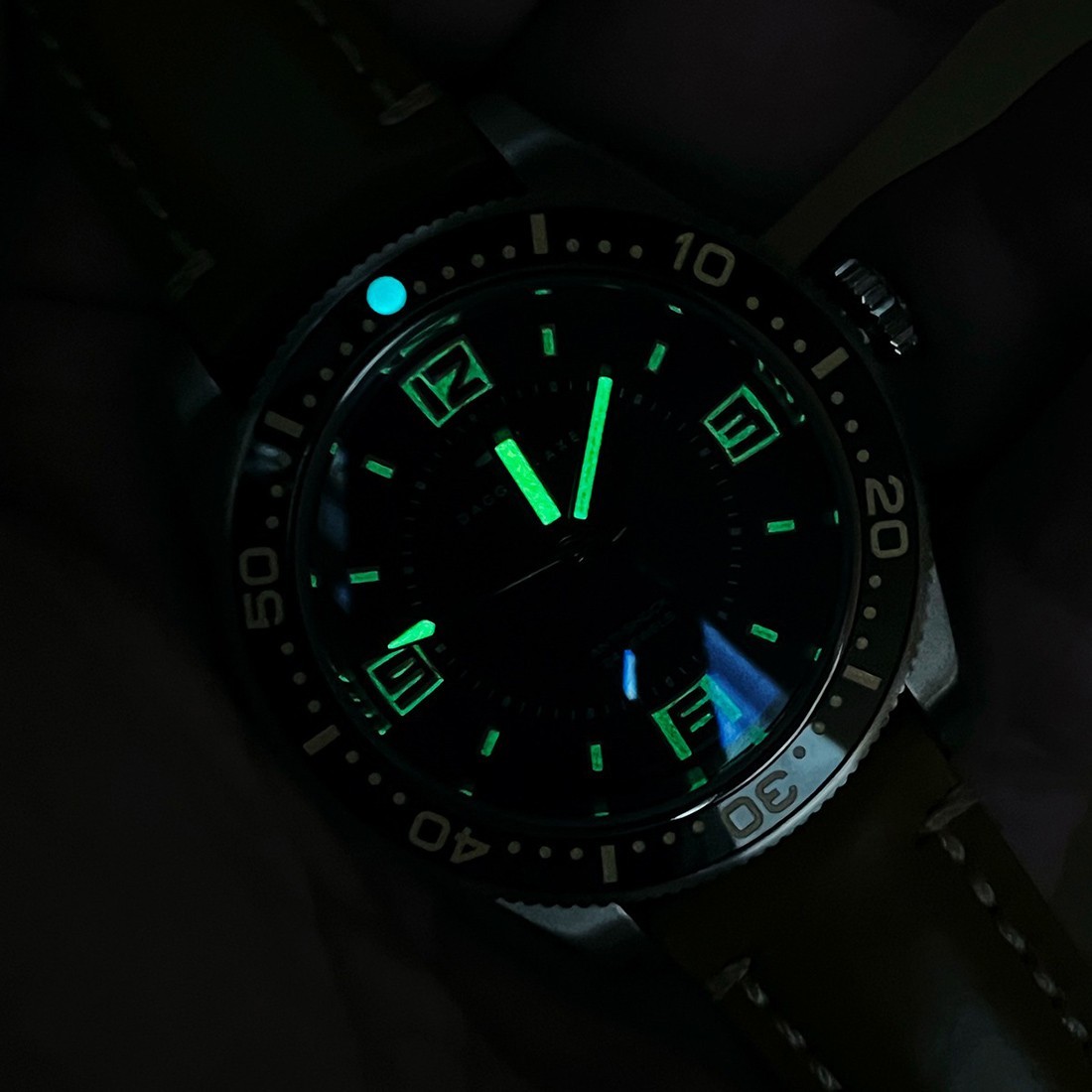 Dagger Axe Oceanic Automatic Steel Black Brown Leather Diver Men’s Watch