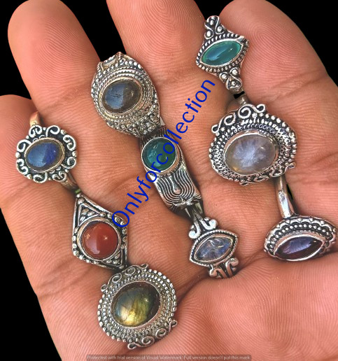 Wholesale Cornelian & Mix Rings Lot 925 Sterling Silver Plated Gemstone Jewelry