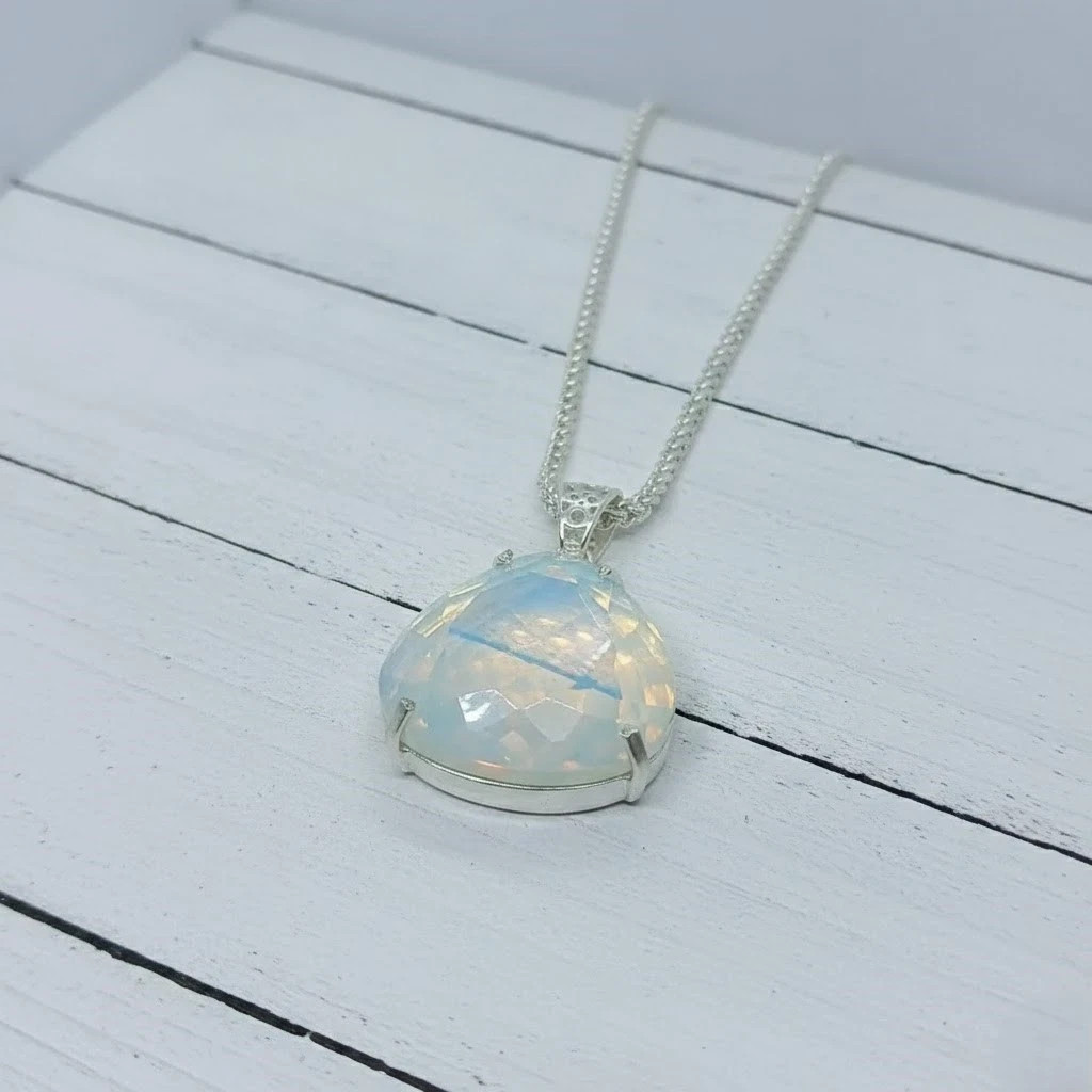 Pear Cut 925 Solid Silver Pendant Certified 79.40 Ct Loose Gemstone White Opal