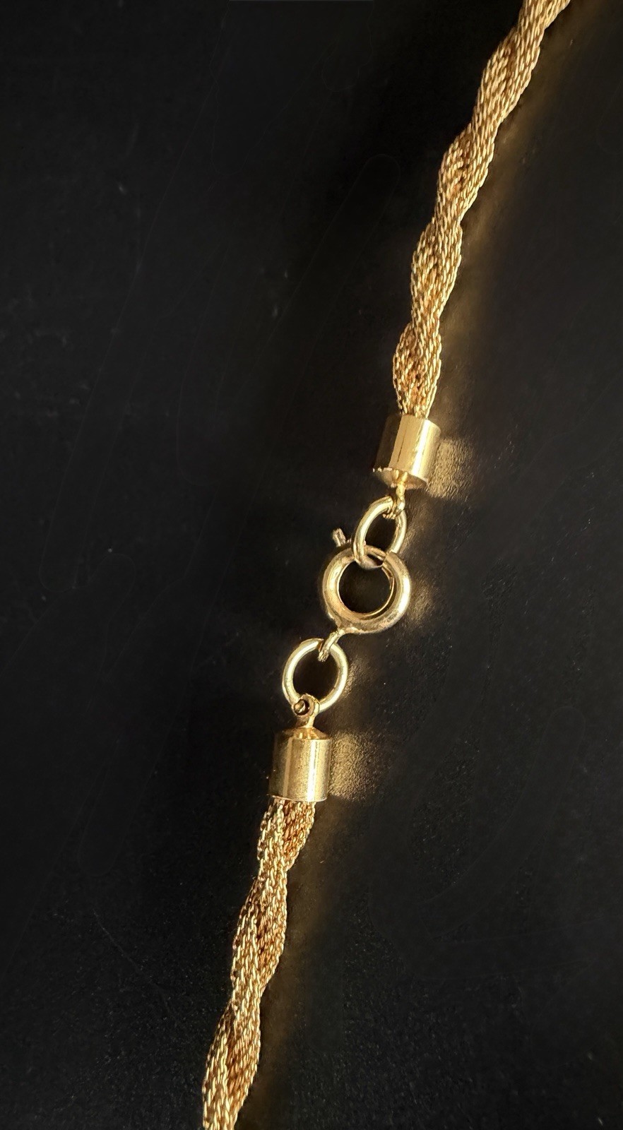 Vtg 50’s 60’s Fixed Lariat Waterfall Necklace Gold Mesh Black Rhinestone Tassel!