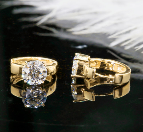 4Ct Round Cut Lab Created Diamond Earrings Women’s 14K Yellow Gold Plated Silver