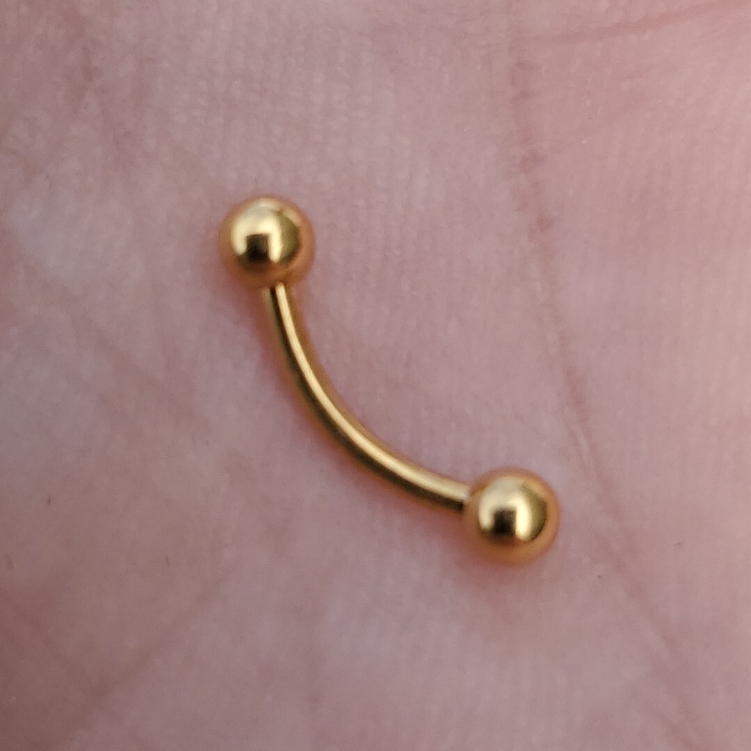 Gold Titanium PVD Curved Barbell 3mm Balls, 18g 16g 14g, 6mm 8mm 10mm 12mm – USA