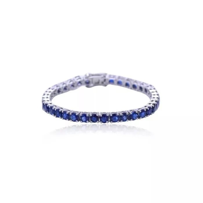 4Ct Round Cut Simulated Blue Sapphire Tennis Bracelet In 14k White Gold plated