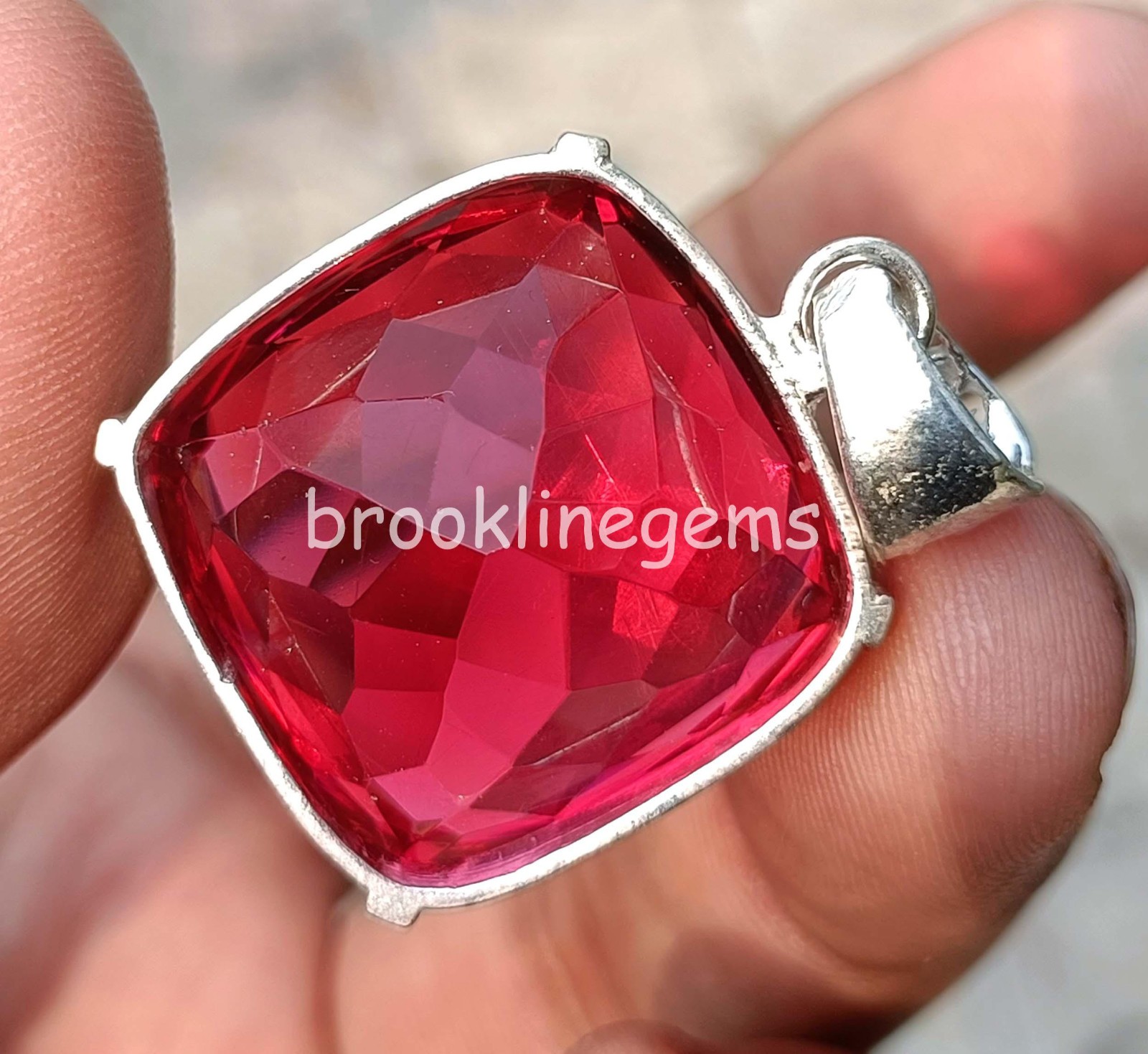 90 Ct Natural Red Ruby Cushion Cut EGL 925 Silver Pendant With Free Chain 6FGM