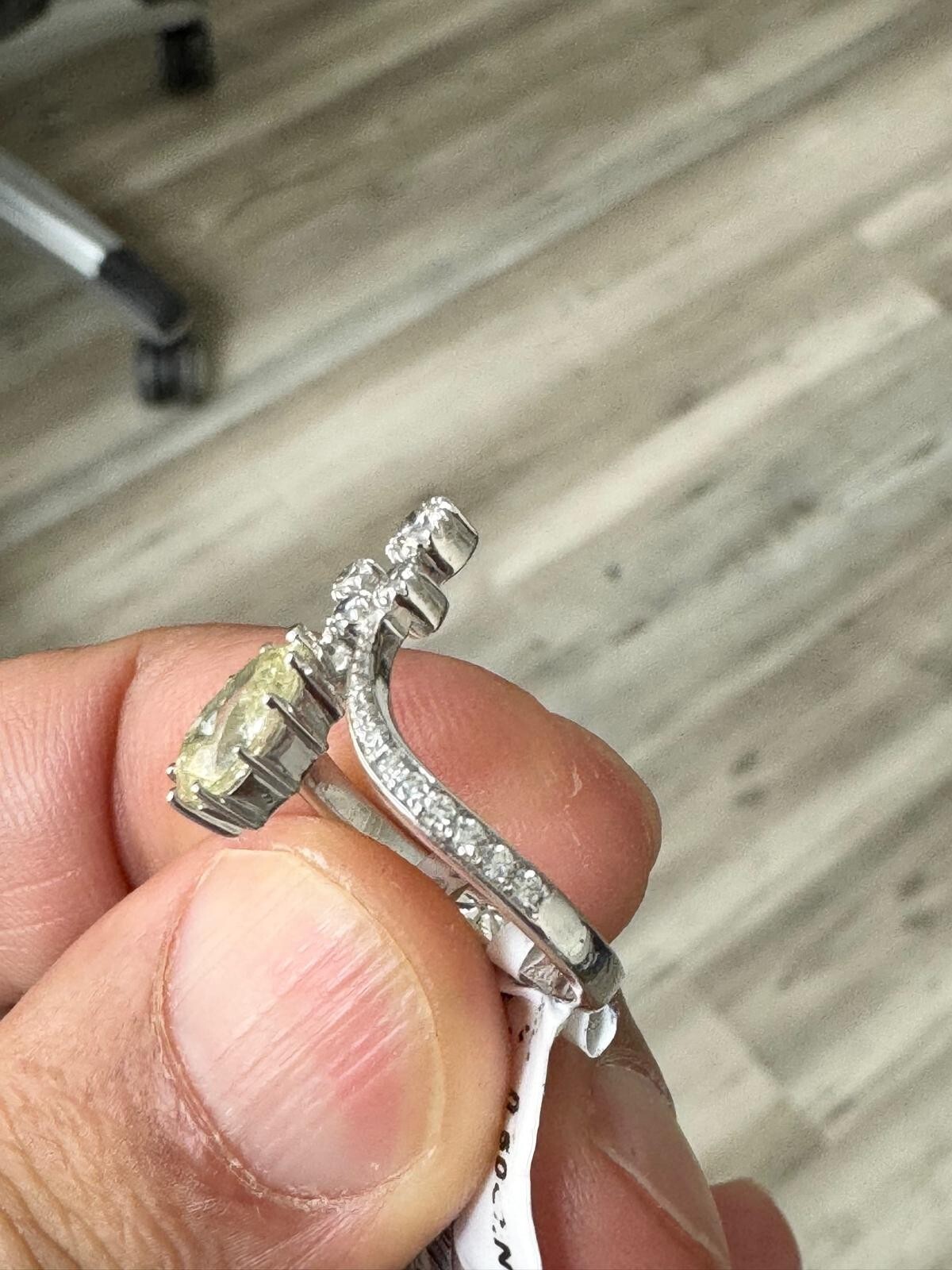 Natural 1.56 Ct Light Yellow & White Diamond Ring 14K White Gold E VS1