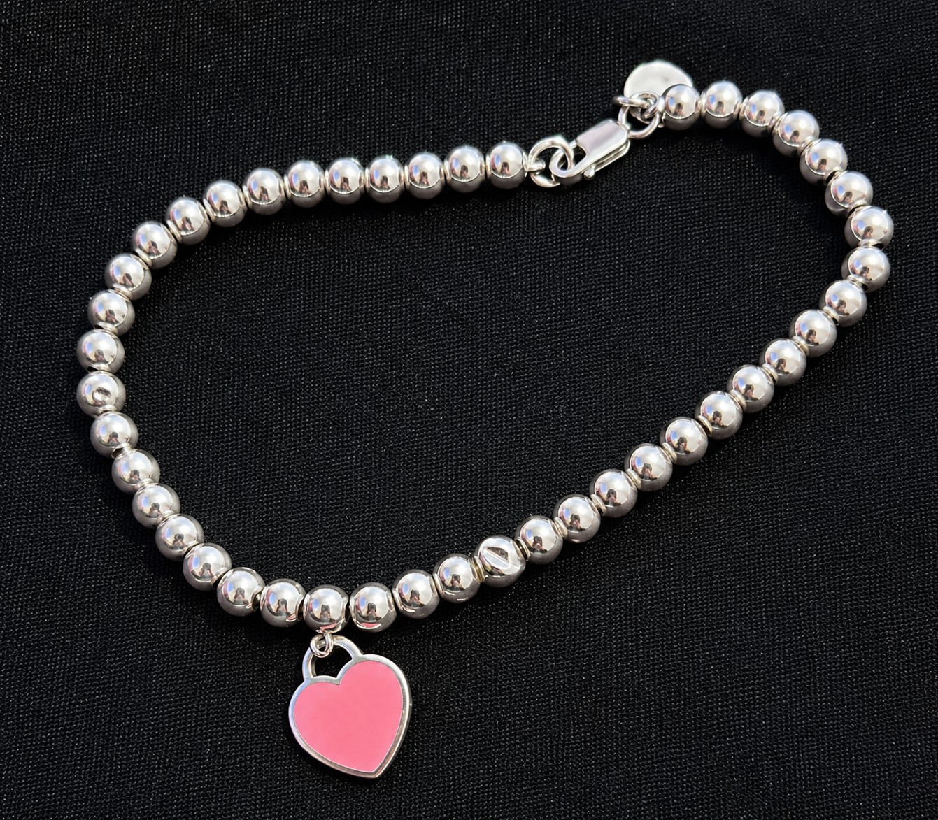 Authentic Tiffany & Co. Sterling Silver Heart Tag Charm Bracelet 7″ .925