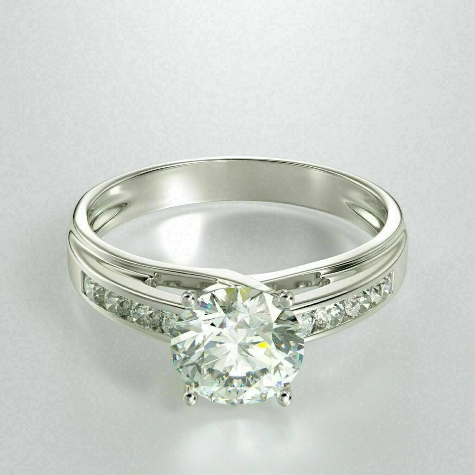 2.00Ct Lab Created Round White Diamond Engagement Ring 18K White Gold Over