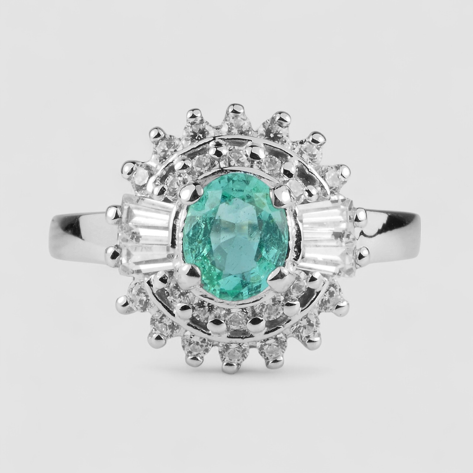 Delicate Neon Emerald Colombian 925 Sterling Silver Handmade Fine Rings Size 7.5