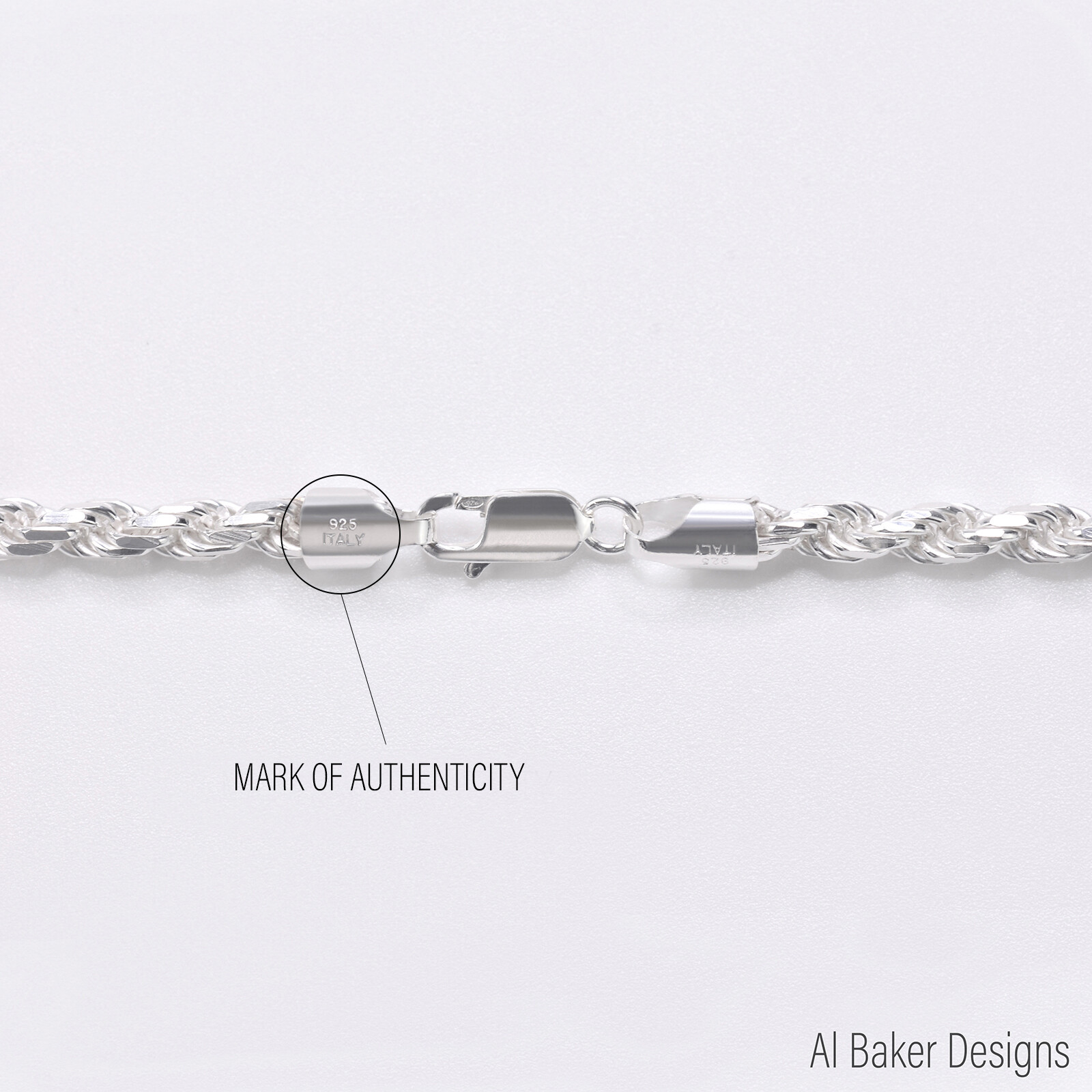Italy 925 SOLID Sterling Silver Diamond-Cut ROPE Chain Necklace or Bracelet