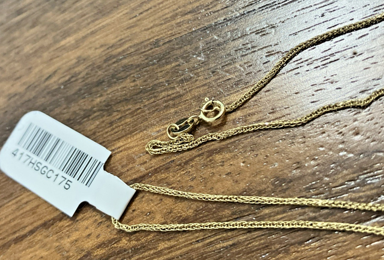 10kt Real Gold Spiga Wheat Semi-Solid/Hollow Chain 1.75grams 24″ Starz Brand NWT