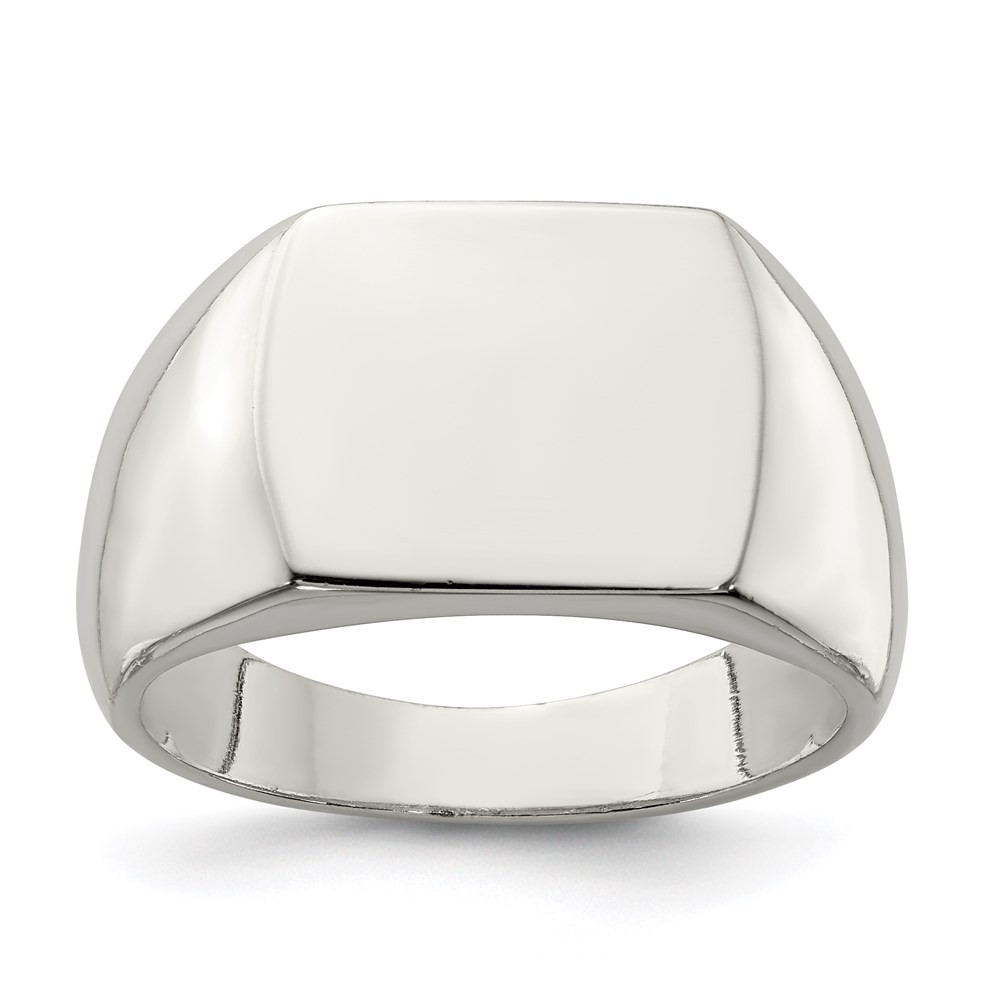 Sterling Silver 12x15mm Open Back Signet Men’s Ring Size 11