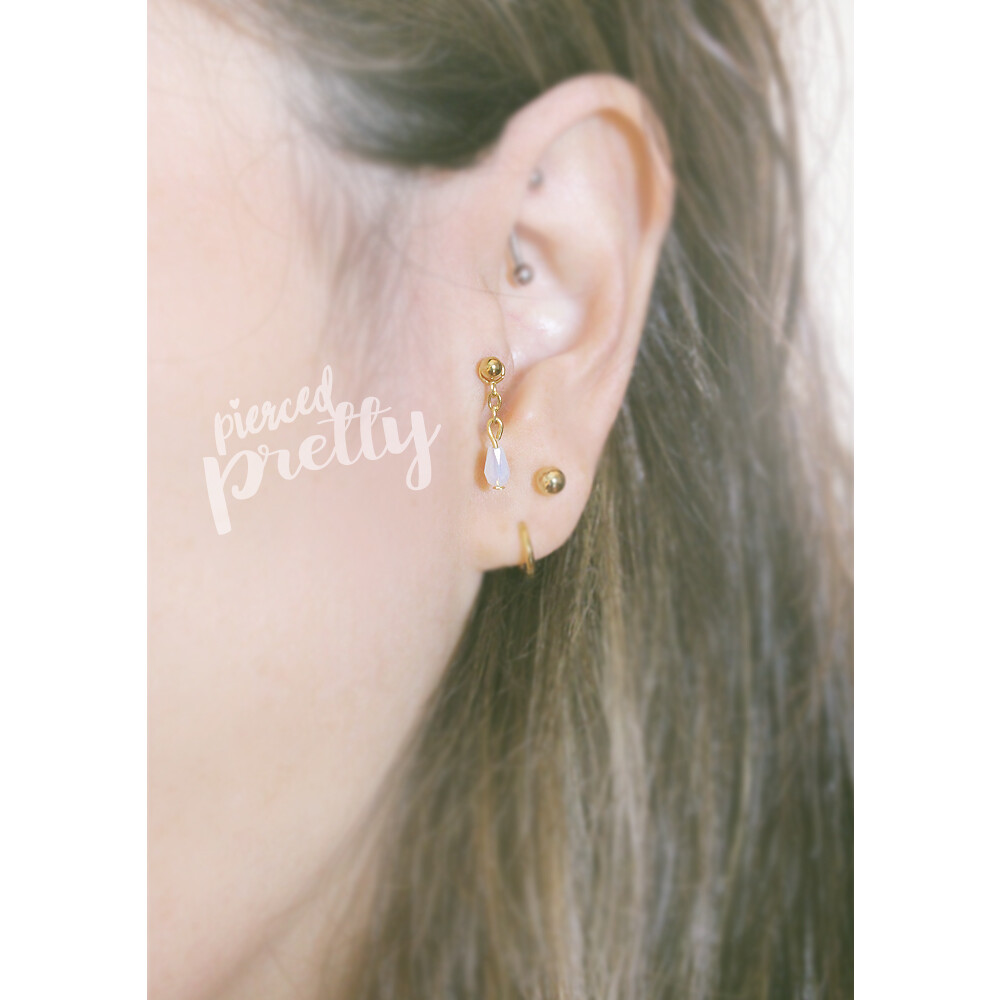 20g 16g teardrop dangle chain tragus ear stud cartilage Labret bar (optional)