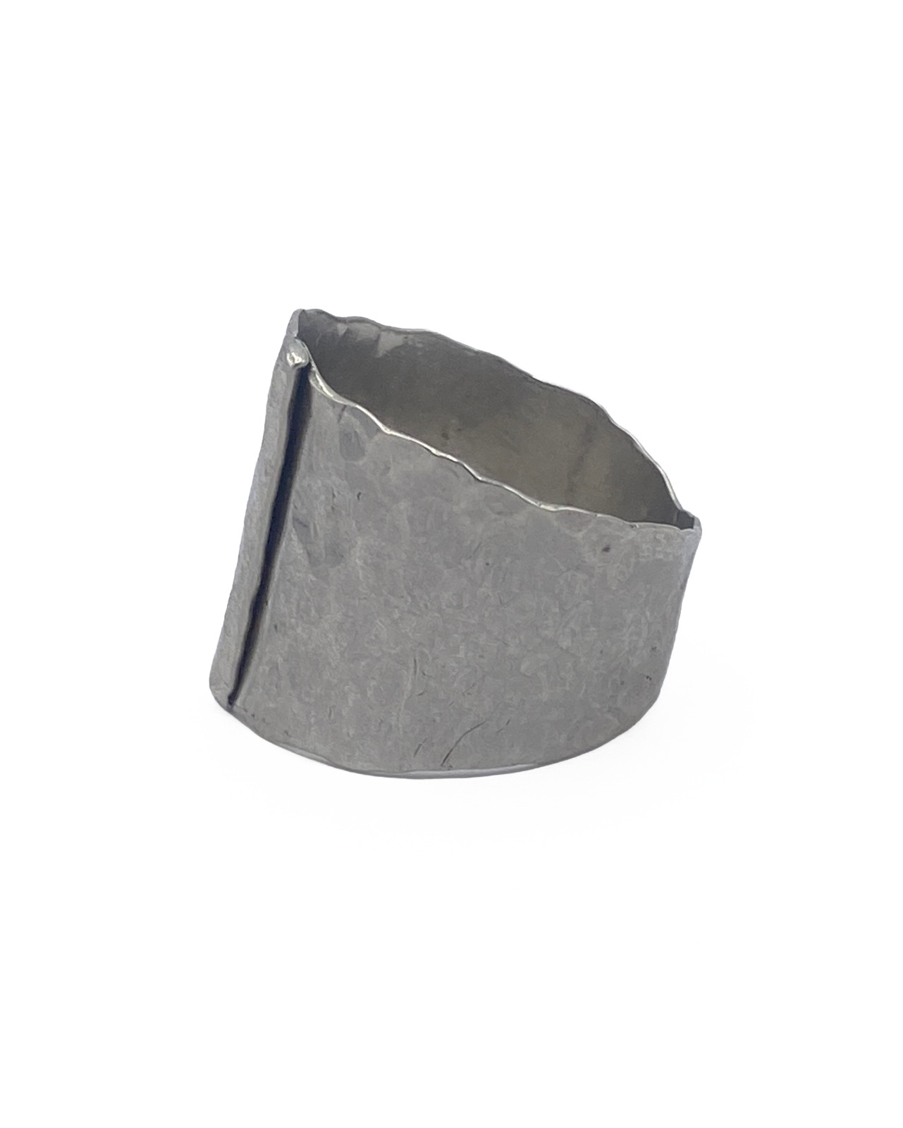 FarmMouseStudio Handmade Hammered Sterling Silver Wide Wrap Ring Size 8