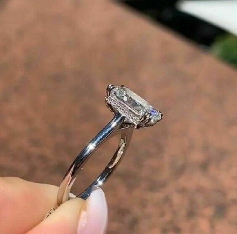 2Ct Radiant Cut Lab Created Diamond Solitaire Engagement Ring 14k White Gold Fn