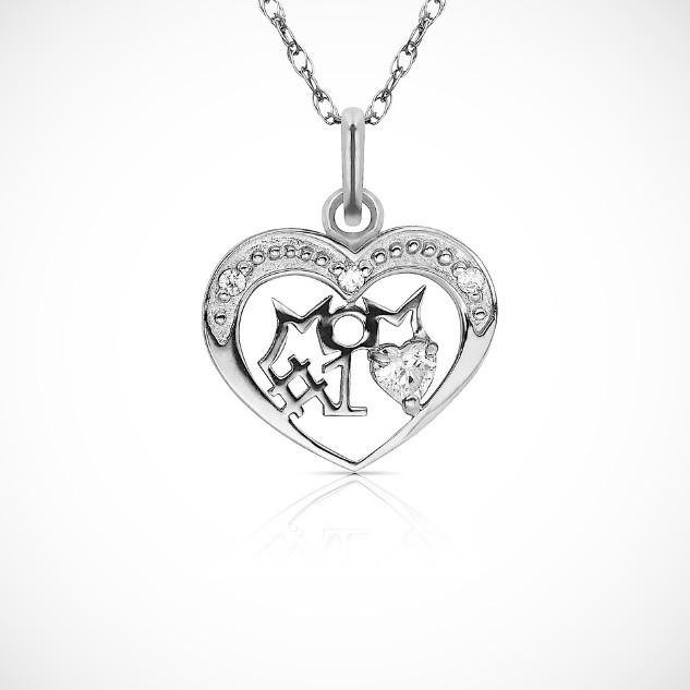 14K Yellow & White Gold Mom Heart Pendant For Women