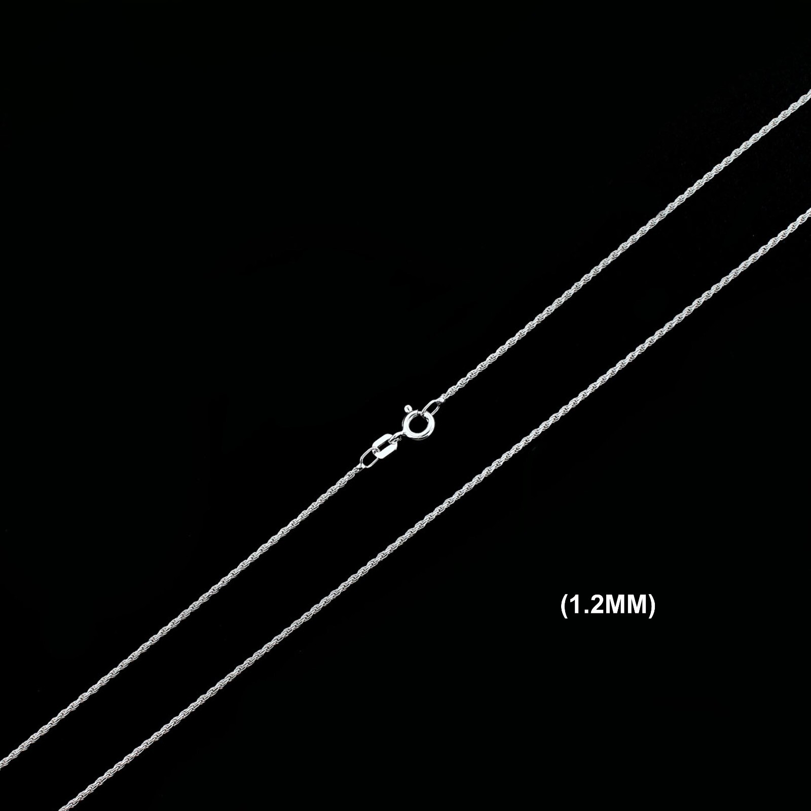 1.2MM Solid 925 Sterling Silver Italian DIAMOND CUT ROPE CHAIN Necklace ITALY