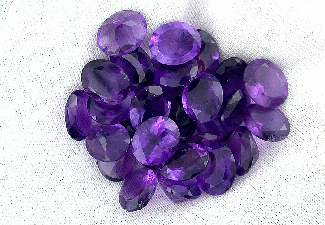 SIX 11×9 Oval Natural Feathered Faceted Amethyst Gemstone Gem Stone CLOSEOUT