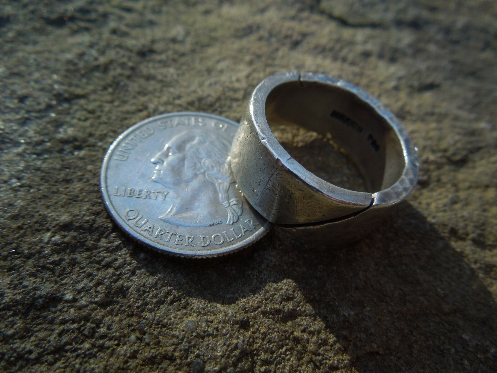Sterling Silver Hammered Smooth Band Ring Mexico Size 8