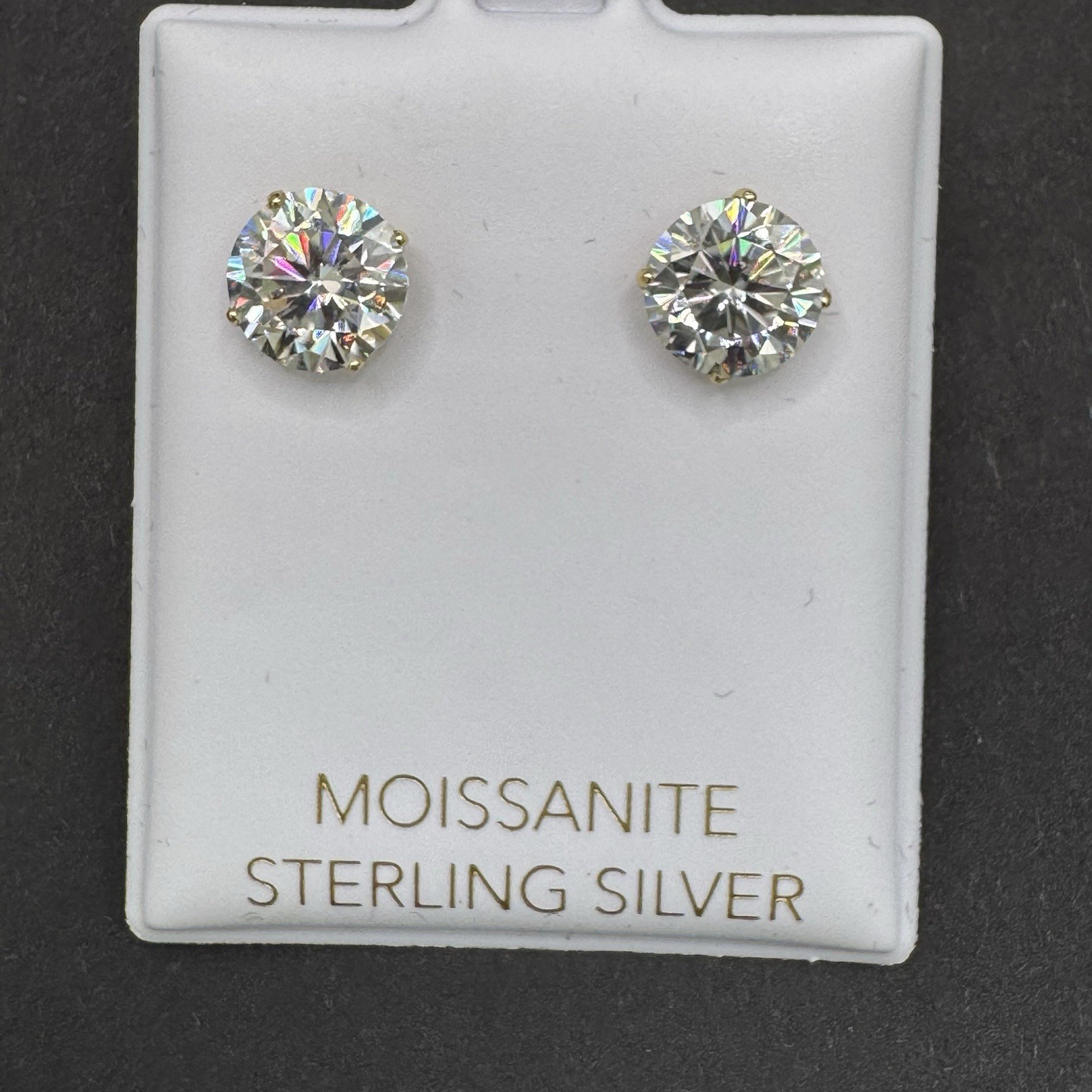 Sterling Silver 4 CTW Moissanite Princess Cut Stud Earrings