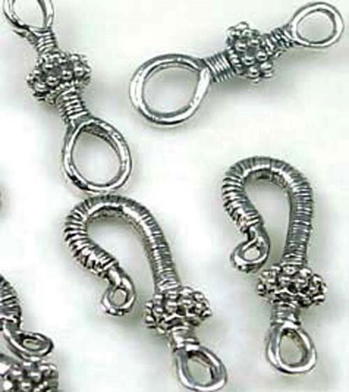 16 pc / 8 pair Antiqued Silver Pewter Hook Clasps