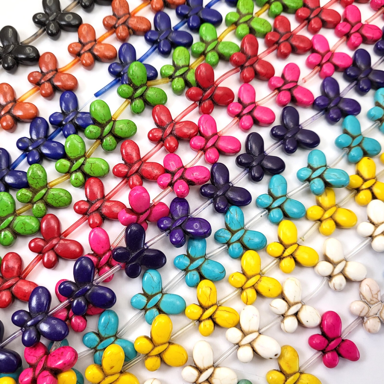 Mix Color Howlite Turquoise 20mm Butterfly Loose Spacer Beads 15″ Strand Crafts