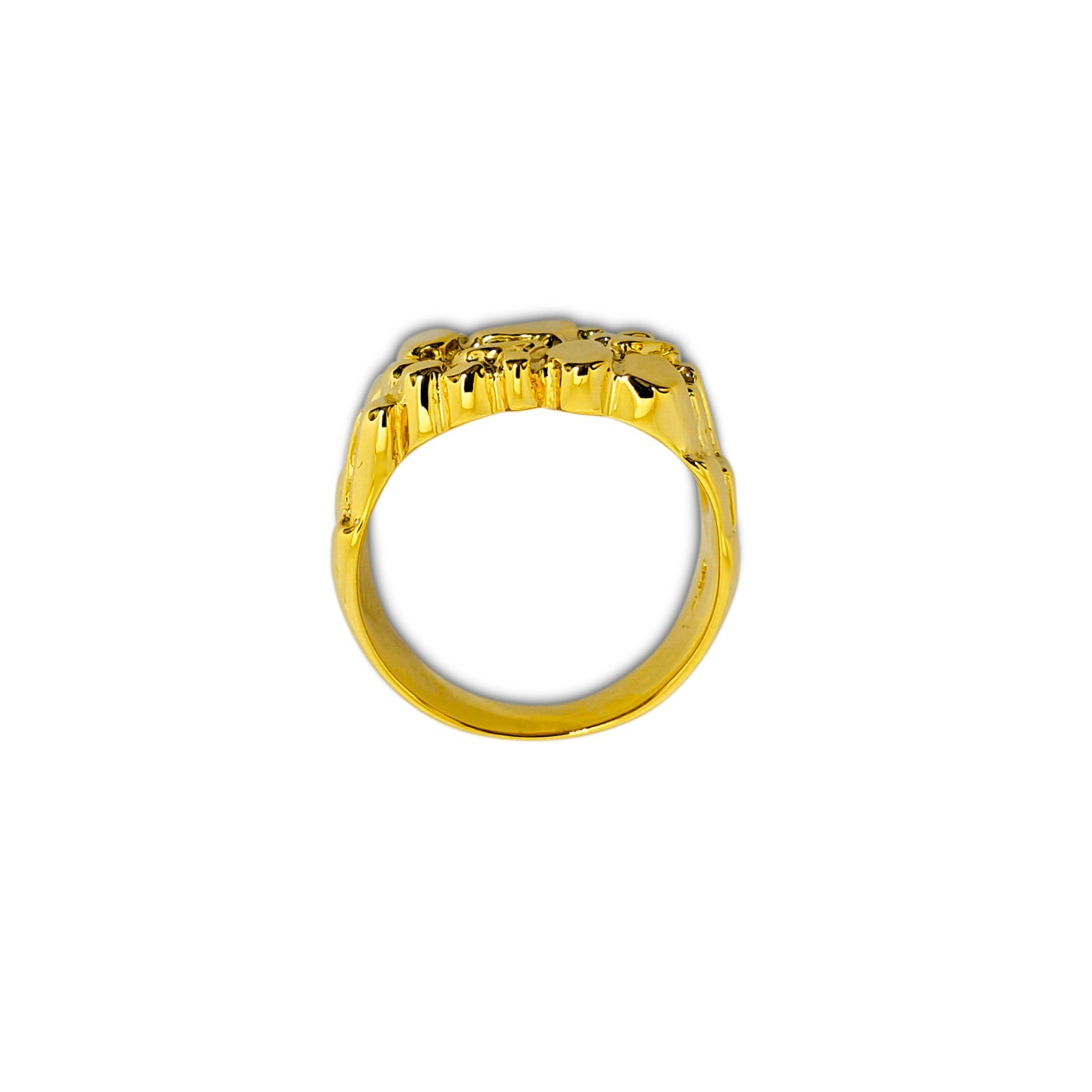 Solid 24K Yellow Gold Classic 11mm Mens Nugget Ring, Size 5 – 15