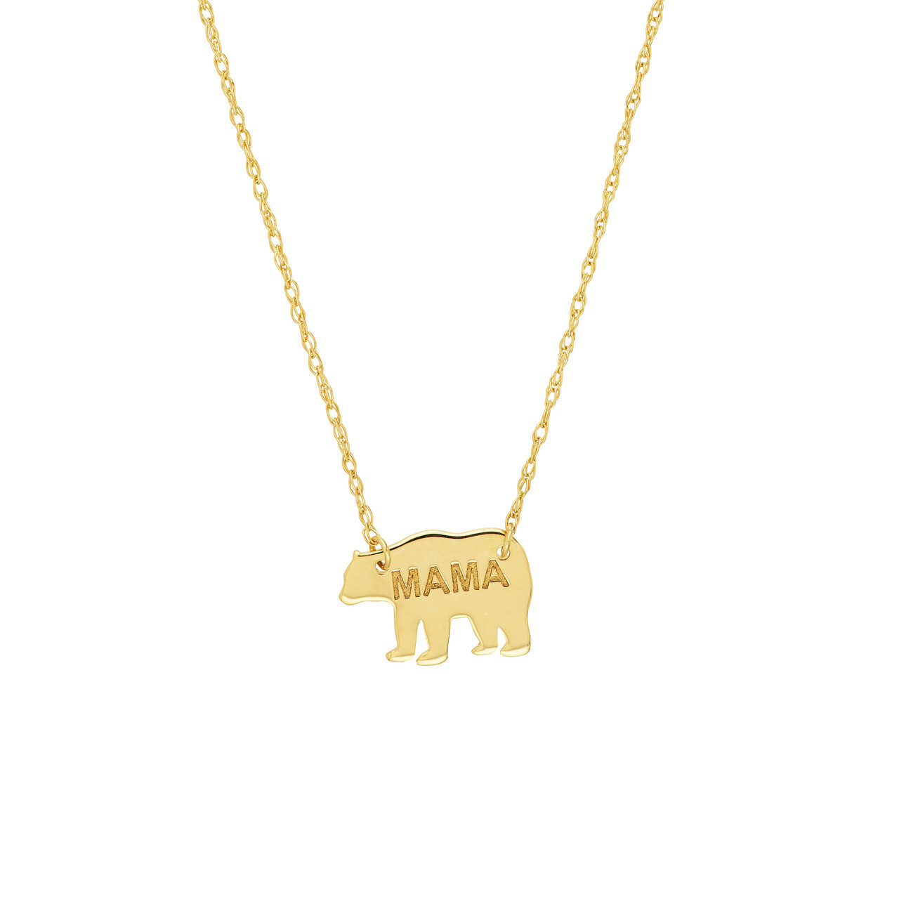 0.75mm Adjustable Mama Bear Necklace Real 14K Yellow Gold
