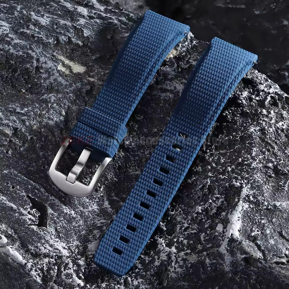 Curved End FKM Rubber Watch Strap 20mm 21mm 22mm Military Sport Band