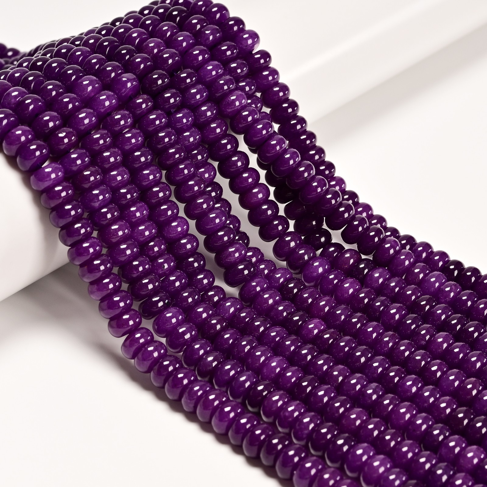 Sugilite Color Dyed Jade Smooth Rondelle Beads Size 5x8mm 15.5″ Strand
