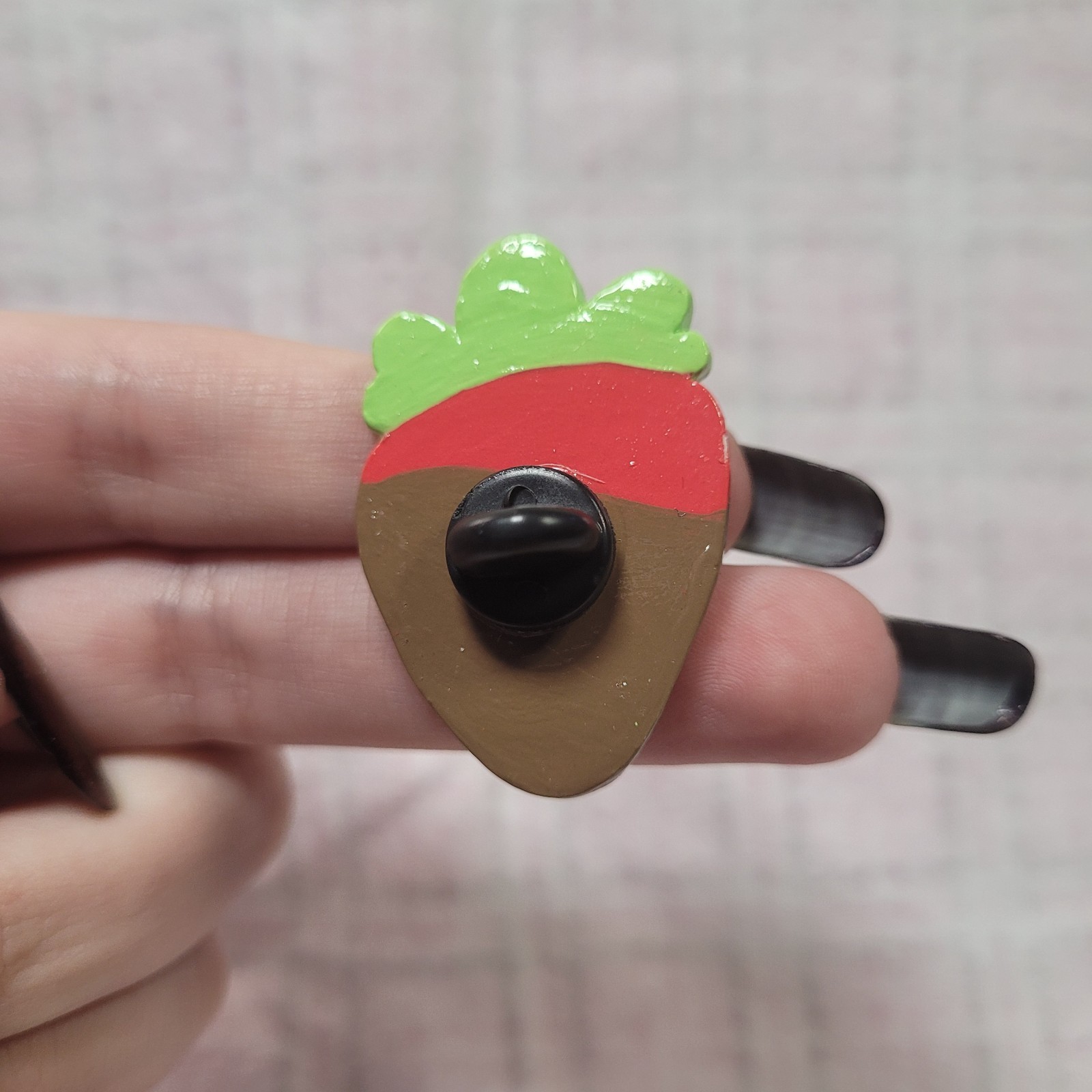 Handmade Art Polymer Clay Strawberry Pin Food Cute Handcrafted