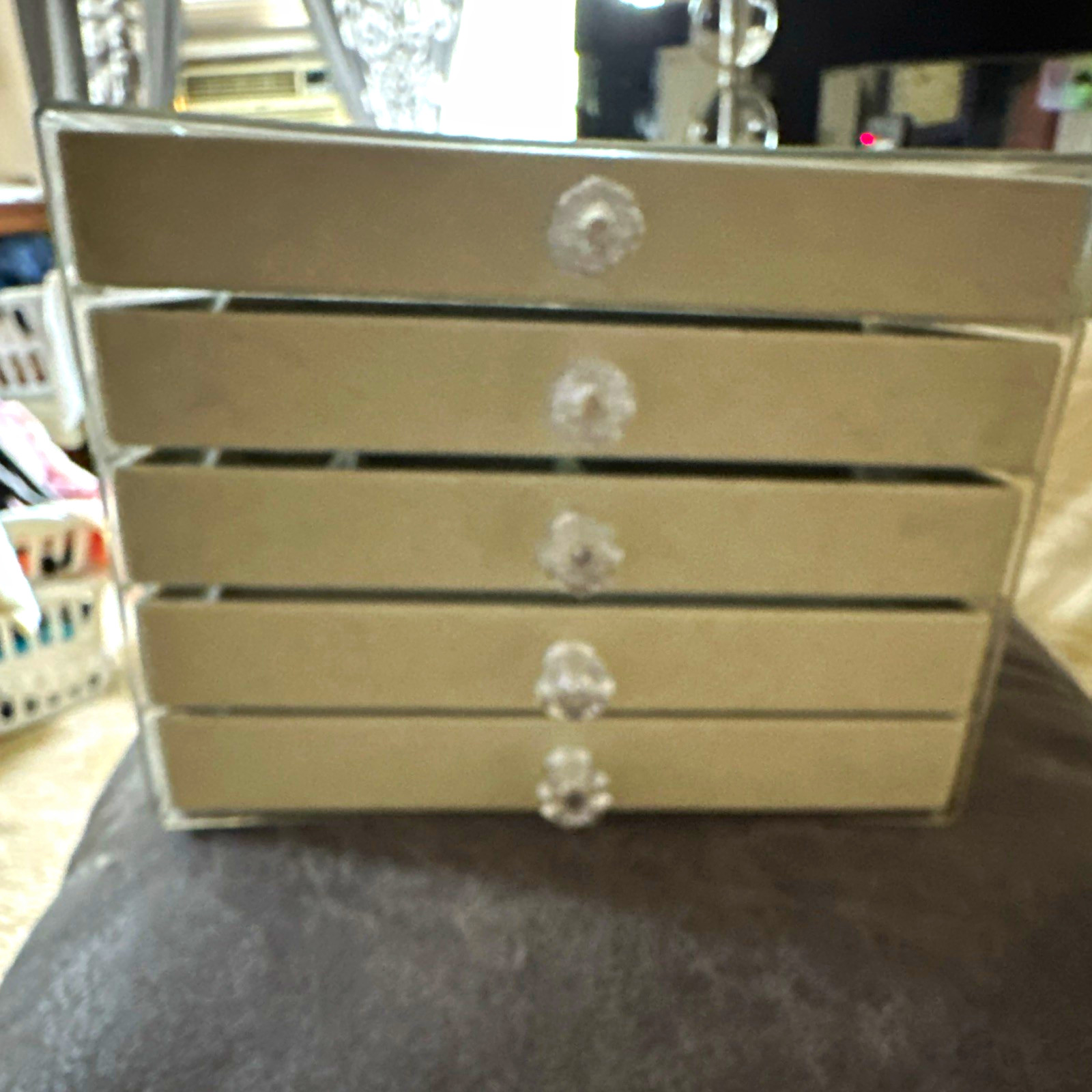 Gray Stackable Multi-Drawer Jewelry Organizer Box, Velvet Lined, Rings/Earrings
