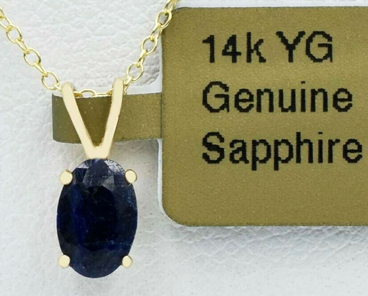 GENUINE 0.75 Cts BLUE SAPPHIRE SMALL PENDANT 14K GOLD – Free Certificate – NWT
