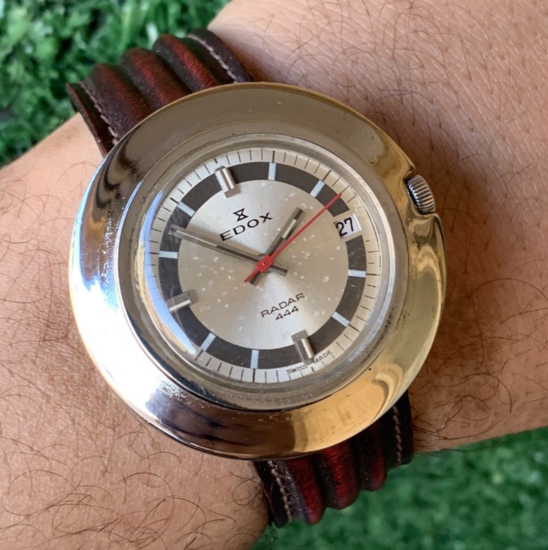Vintage Edox Radar 444 hand wind Watch 42mm Swiss Made 1960s Date men Rare work
