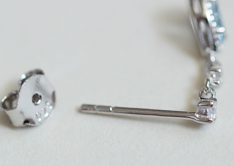 925 Sterling Silver Blue Waterdrop CZ Dangle Drop Stud Earrings Gift TH6