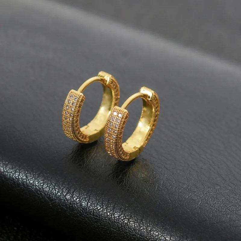 Female Male Multicolor Zircon Small Round Hoop Earrings For Men Women Minimalist