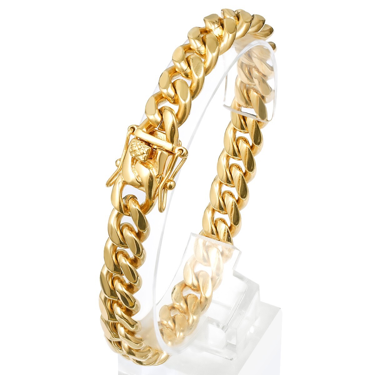 Heavy Stainless Steel Men’s Miami Cuban Link Chain or Bracelet 18k Gold Plated