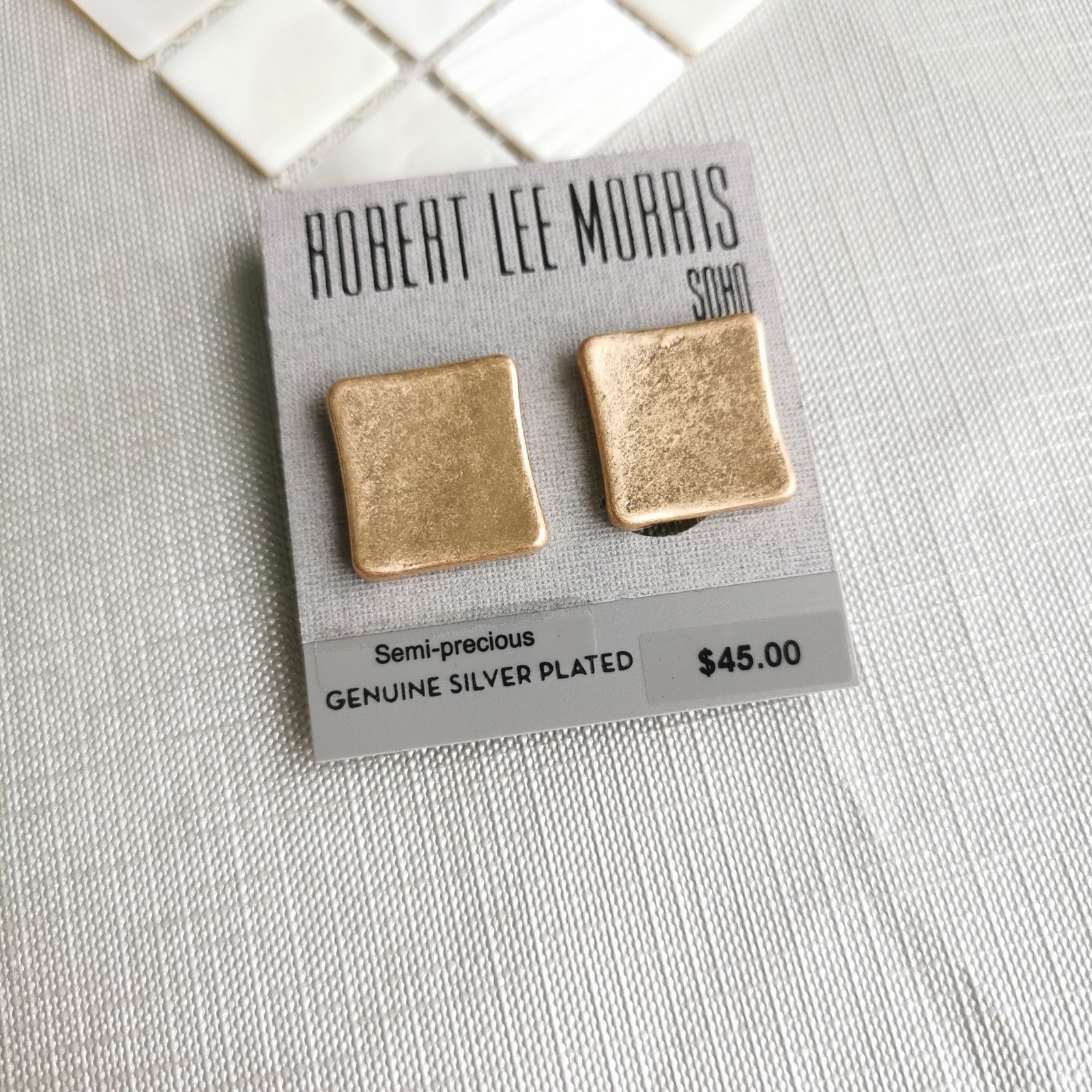Robert Lee Morris Gold Square Earrings Elegant Modern Chic Jewelry Authentic