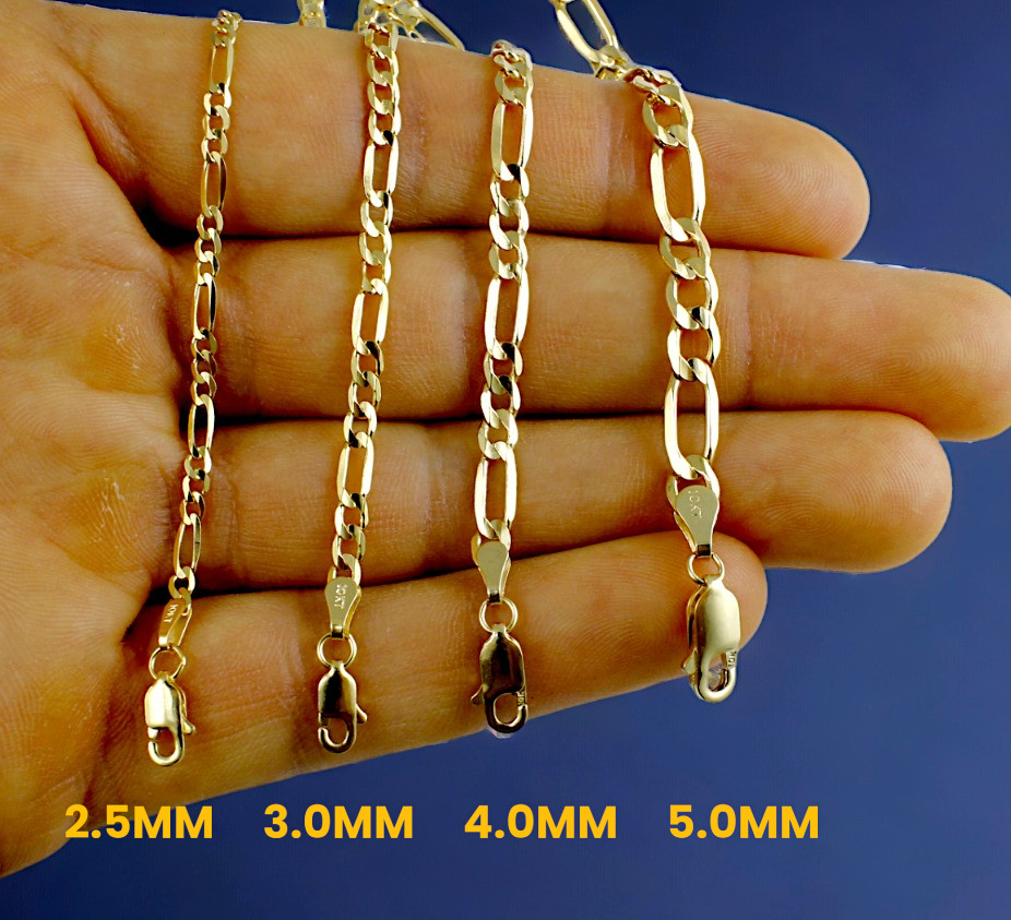 10K Yellow Gold SOLID Figaro Necklace Bracelet Chain Italian Real 2-11mm 7″-30″