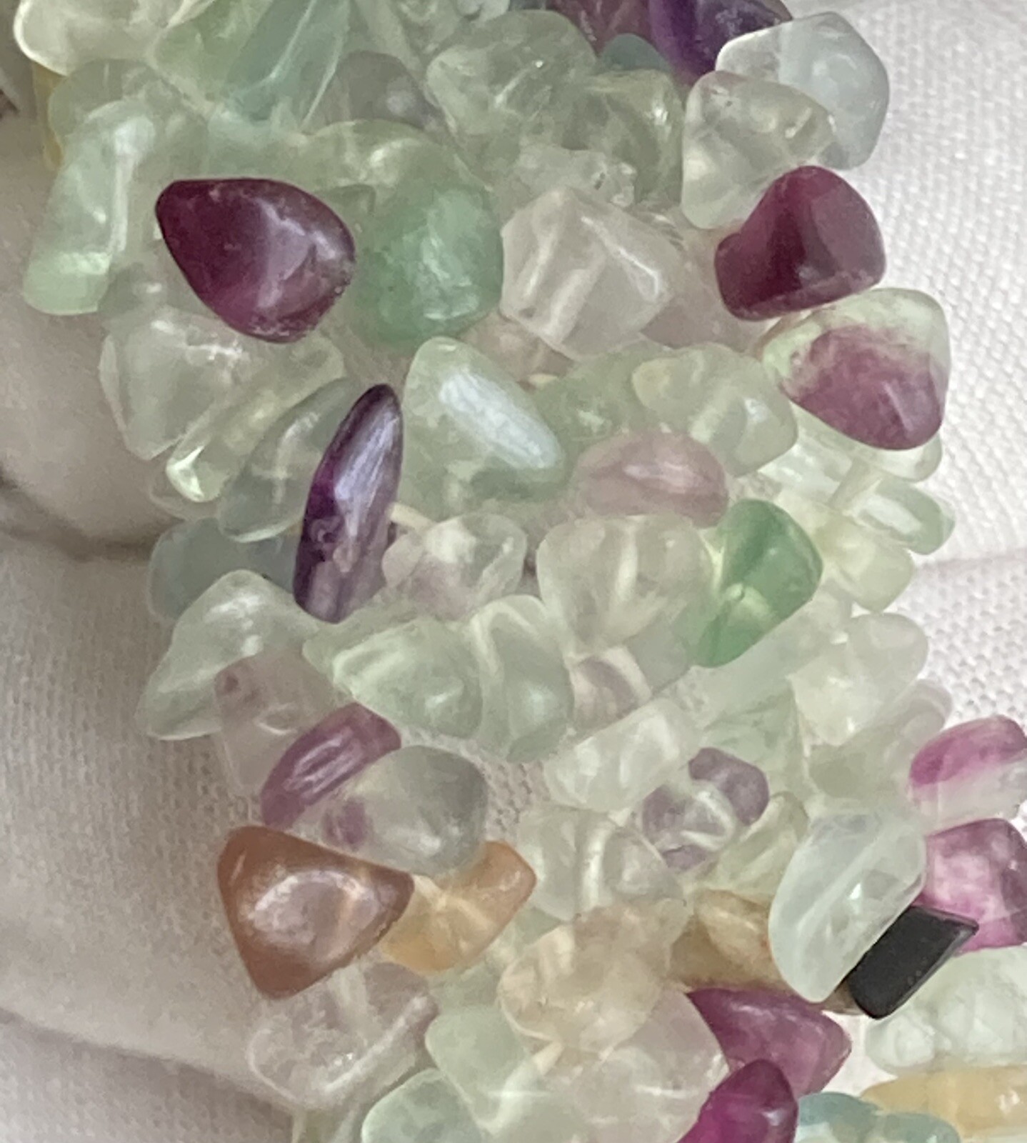 Vintage Amethyst, Quartz & Chrysoprase Wide Stretch Bracelet 6.5in Lovely 63.54g