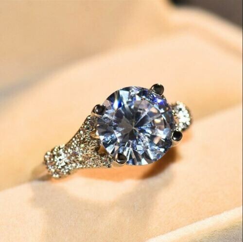 2Ct Lab Created Diamond Solitaire Engagement Ring Solid 14K White Gold Over
